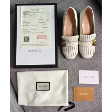 Gucci double G Leather mid-heel pump 2016 fall/winter white(GD4012-721306)