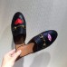 Princetown embroidered black leather slipper