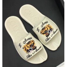 Gucci Men's Slide Sandals Tiger With L’aveugle par amour White 2018