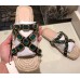 Gucci Grosgrain Espadrilles Slide Sandals with Crystals Green 2019