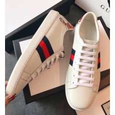 Gucci Ace Leather Print Low-Top Lovers Sneakers Blue/Red Web Creamy 2018