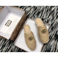 Gucci Leather Espadrilles Slippers With Double G 551881 Nude 2019