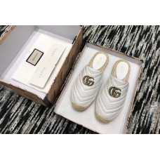 Gucci Leather Espadrilles Slippers With Double G 551881 White 2019