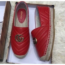 Gucci Leather Espadrilles With Double G 551890 Red 2019