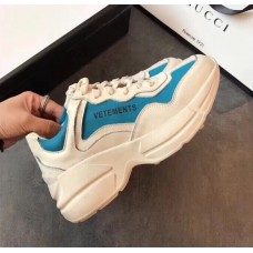 Gucci Vetements Calfskin Patchwork Sneakers White/Blue 2018