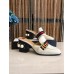 Gucci Calfskin Leather 7.5cm heel Web Details Pearls Trim Slipper white