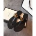 Gucci Leather Thong Sandals with Double G 497444 Black