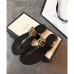 Gucci Leather Thong Sandals with Double G 497444 Black