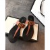 Gucci Leather Thong Sandals with Double G 497444 Brown