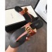 Gucci Leather Thong Sandals with Double G 497444 Brown