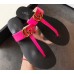 Gucci Leather Thong Sandals with Double G 497444 Fuchsia