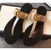 Gucci Leather Thong Sandals with Double G 497444 Metallic Gold