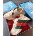 Gucci Rhyton Leather Sneakers Green/Red Web Print Ivory 2019