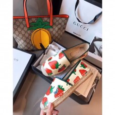 Gucci Leather Strawberry Print Espadrilles 2019