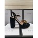 Gucci Heel 11cm Platform 2.5cm Sandals with Double G 573021 Suede Black 2019
