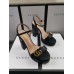 Gucci Heel 11cm Platform 2.5cm Sandals with Double G 573021 Black 2019