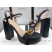 Gucci Heel 11cm Platform 2.5cm Sandals with Double G 573021 Black 2019