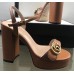 Gucci Heel 11cm Platform 2.5cm Sandals with Double G 573021 Khaki 2019