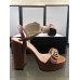 Gucci Heel 11cm Platform 2.5cm Sandals with Double G 573021 Khaki 2019