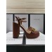 Gucci Heel 11cm Platform 2.5cm Sandals with Double G 573021 Brown 2019