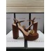 Gucci Heel 11cm Platform 2.5cm Sandals with Double G 573021 Brown 2019