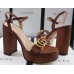 Gucci Heel 11cm Platform 2.5cm Sandals with Double G 573021 Brown 2019