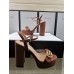 Gucci Heel 11cm Platform 2.5cm Sandals with Double G 573021 Brown 2019