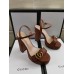 Gucci Heel 11cm Platform 2.5cm Sandals with Double G 573021 Brown 2019