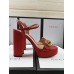 Gucci Heel 11cm Platform 2.5cm Sandals with Double G 573021 Red 2019