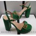 Gucci Heel 11cm Platform 2.5cm Sandals with Double G 573021 Green 2019