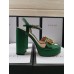 Gucci Heel 11cm Platform 2.5cm Sandals with Double G 573021 Green 2019