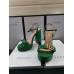 Gucci Heel 11cm Platform 2.5cm Sandals with Double G 573021 Green 2019