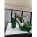 Gucci Heel 11cm Platform 2.5cm Sandals with Double G 573021 Green 2019
