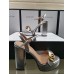 Gucci Heel 11cm Platform 2.5cm Sandals with Double G 573021 Silver 2019