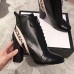 Gucci Leather Heel Ankle Lace-up Boots With Logo Strap Black 2018