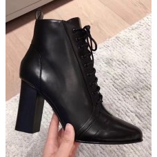 Gucci Leather Heel Ankle Lace-up Boots Black 2018