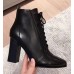 Gucci Leather Heel Ankle Lace-up Boots Black 2018
