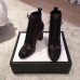 Gucci Leather Heel Ankle Lace-up Boots With GG Supreme Black 2018