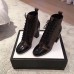 Gucci Leather Heel Ankle Lace-up Boots With GG Supreme Black 2018