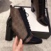 Gucci Leather Heel Ankle Lace-up Boots With GG Supreme Black 2018