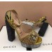 Gucci Glittered Bee Trim Heel Sandals 475915 Gold 2018