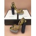 Gucci Glittered Bee Trim Heel Sandals 475915 Gold 2018