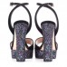 Gucci Glittered Bee Trim Heel Sandals 475915 Black 2018