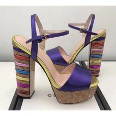 Gucci Rainbow Heel Sandals Blue 2018
