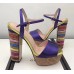 Gucci Rainbow Heel Sandals Blue 2018