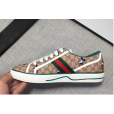 Mens and Womens Gucci 606111 Disney x Gucci Tennis 1977 sneaker with Web in Beige GG Supreme