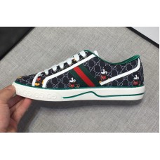 Mens and Womens Gucci 606111 Disney x Gucci Tennis 1977 sneaker with Web in Blue GG Supreme