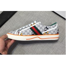 Mens and Womens Gucci 606111 Disney x Gucci Tennis 1977 sneaker with Web in Silver GG Supreme