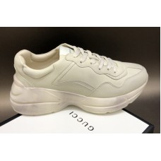 Women and Men Gucci 498916 Rhyton leather sneaker in White Leather