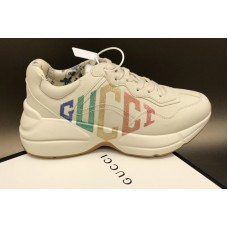 Women and Men Gucci 524990 Rhyton glitter Gucci sneaker in White Leather